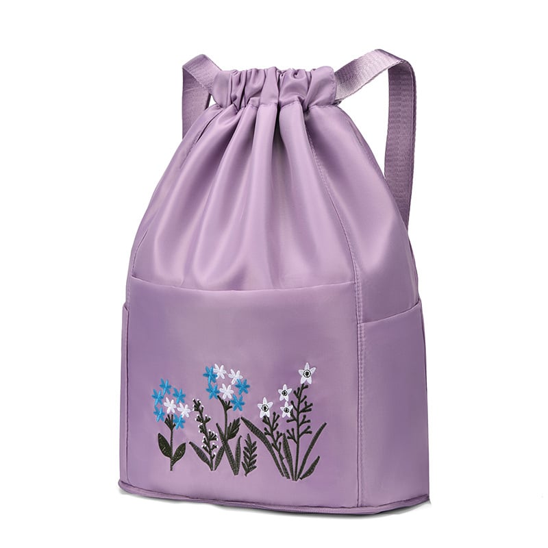 🔥49% OFF🔥Foldable Waterproof Drawstring Large Capacity Embroidered Backpack-SLOOSELYK