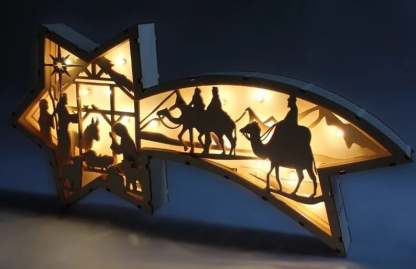 🎅LED Wooden Christmas Ornaments Nativity Scene Star Shaped Desk Lamp🌟-SLOOSELYK