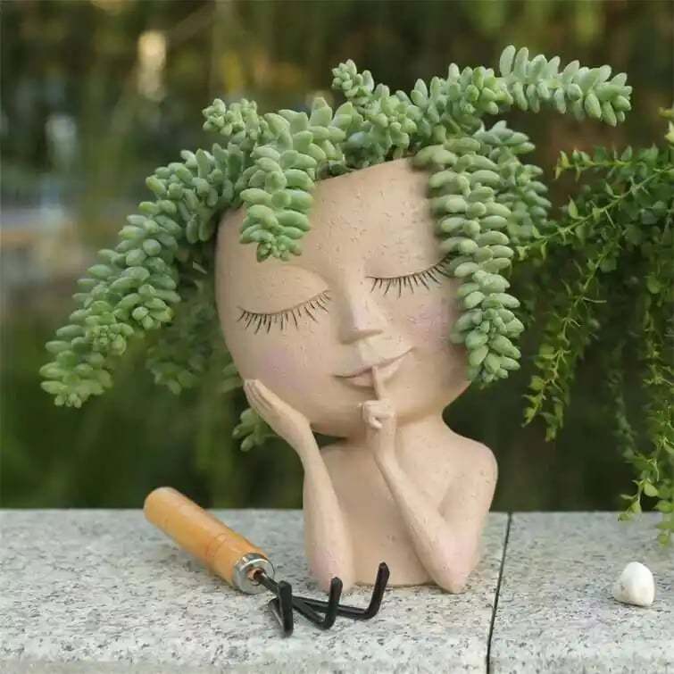 Cute Lady Face Plant Pot-SLOOSELYK