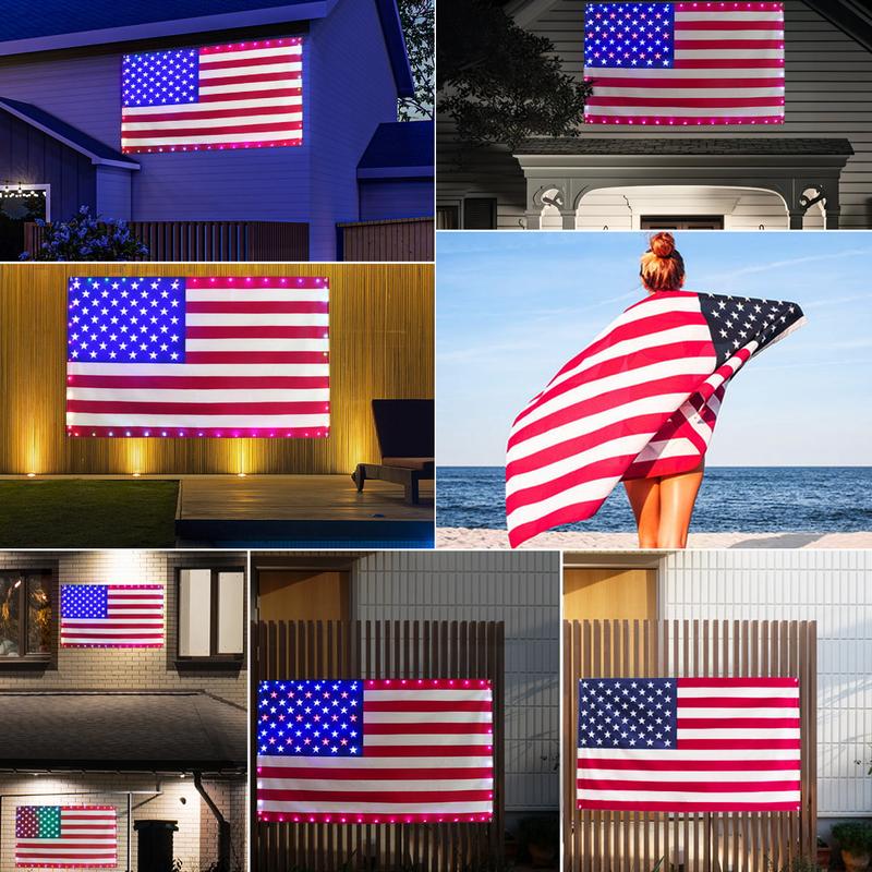 🔥ON SALE - 50% OFF🔥3x5 FT American Flag Lights with App & Remote Control, Double-sided Waterproof