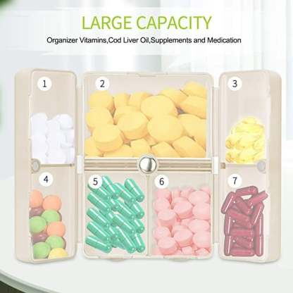 🔥BUY 2 GET 1 FREE - Daily Pill Organizer, 7 Compartments Portable Pill Case Travel Pill Organizer,[Folding Design]Pill Box-SLOOSELYK