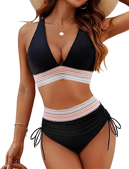 💥Last Day Sale 49% OFF👙High Waisted Tummy Control Color Block Bikini Sets