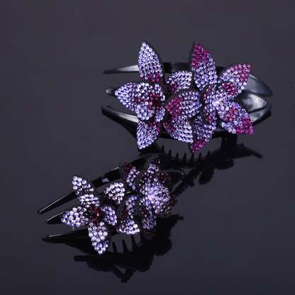 Rhinestone Double Flower Hair Clip-SLOOSELYK