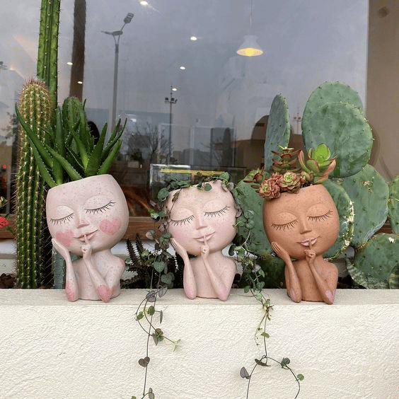 Cute Lady Face Plant Pot-SLOOSELYK