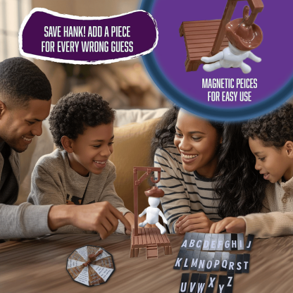 🏆Flash Sale⚡Magnetic Hangman Mystery Word Game - Interactive Family Board Game with Collapsing Cowboy Hank | Fun Travel & Party Spelling Challenge for Kids & Adults