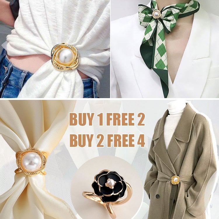 Women's Elegant Pearl Floral Scarf Ring Clip-BUY 2 GET 1 FREE-SLOOSELYK