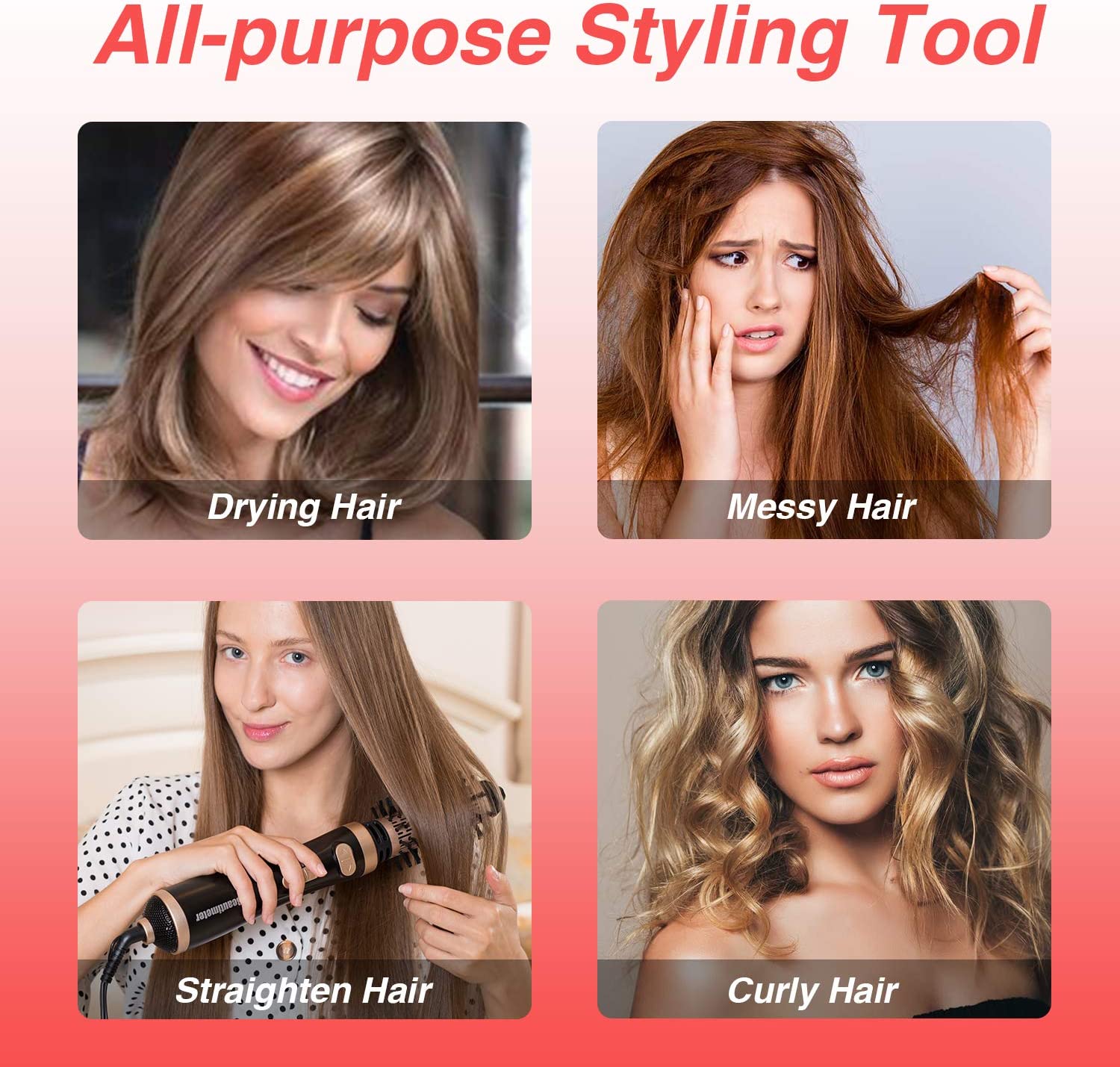 ✨3-in-1 Hot Air Styler and Rotating Hair Dryer for Dry Hair, Curl Hair, Straighten Hair