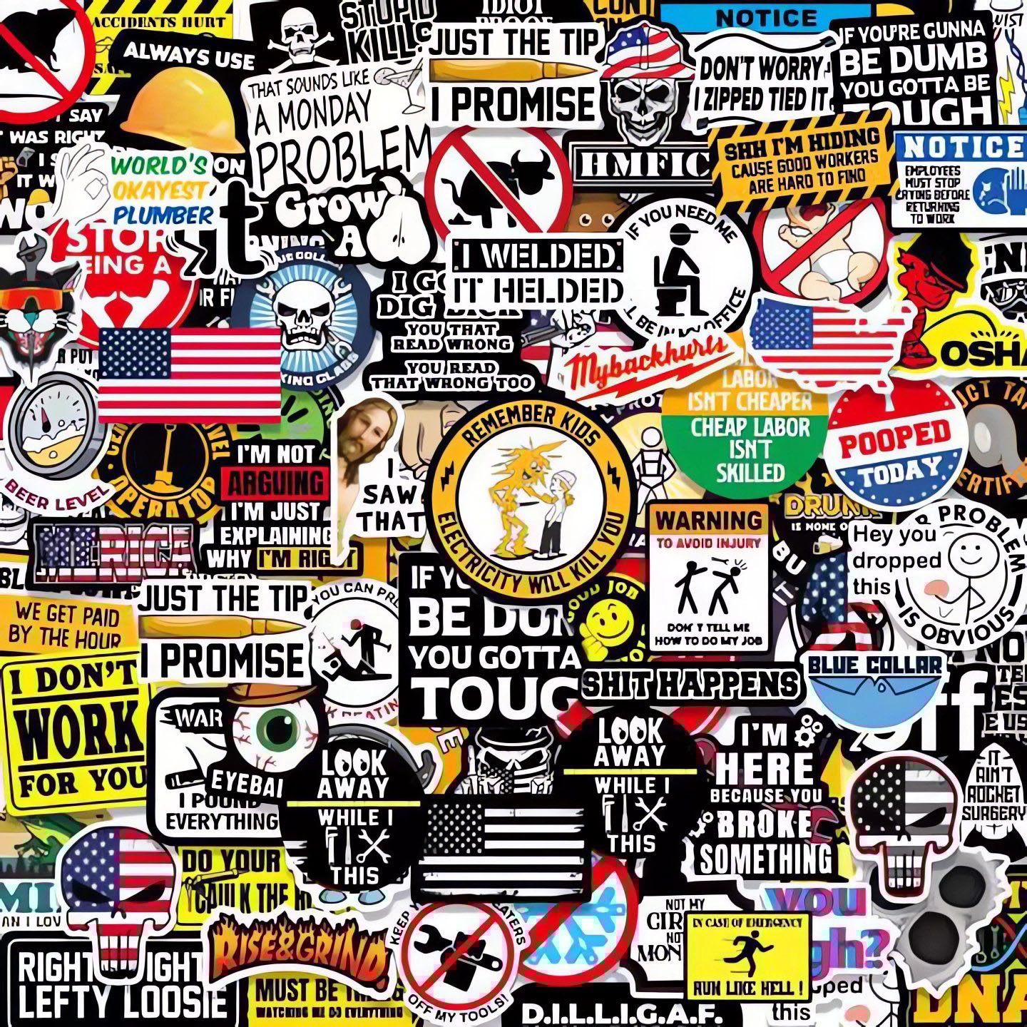 150pcs Hard Hat Stickers Pack(DIRTY) - Perfect for Helmets, Toolboxes..-SLOOSELYK