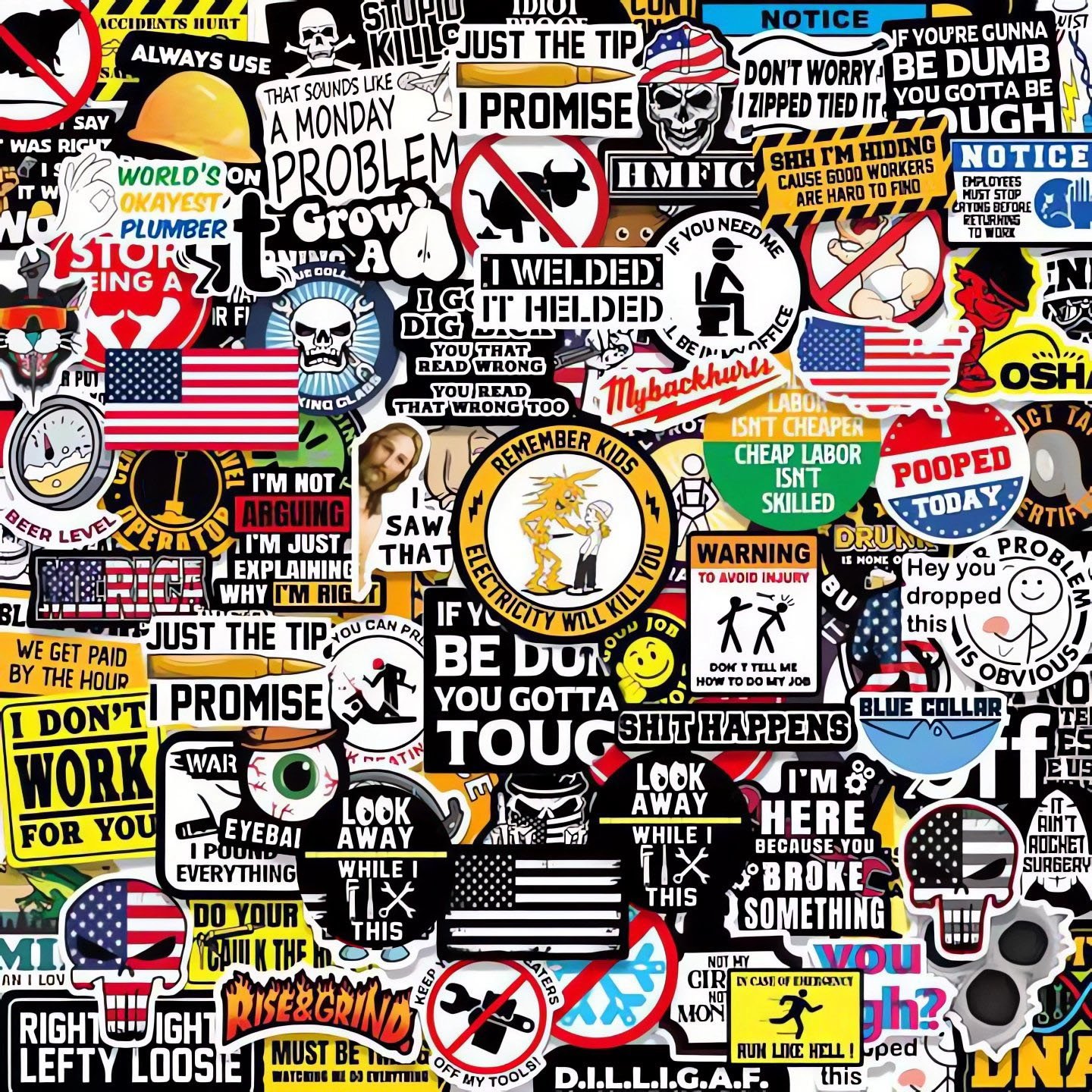 150pcs Hard Hat Stickers Pack(DIRTY) - Perfect for Helmets, Toolboxes..-SLOOSELYK