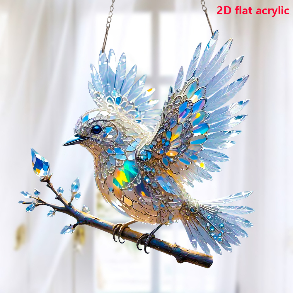 🐦✨Crystal Sky Bluebird Stained Art Ornament (8 inches)