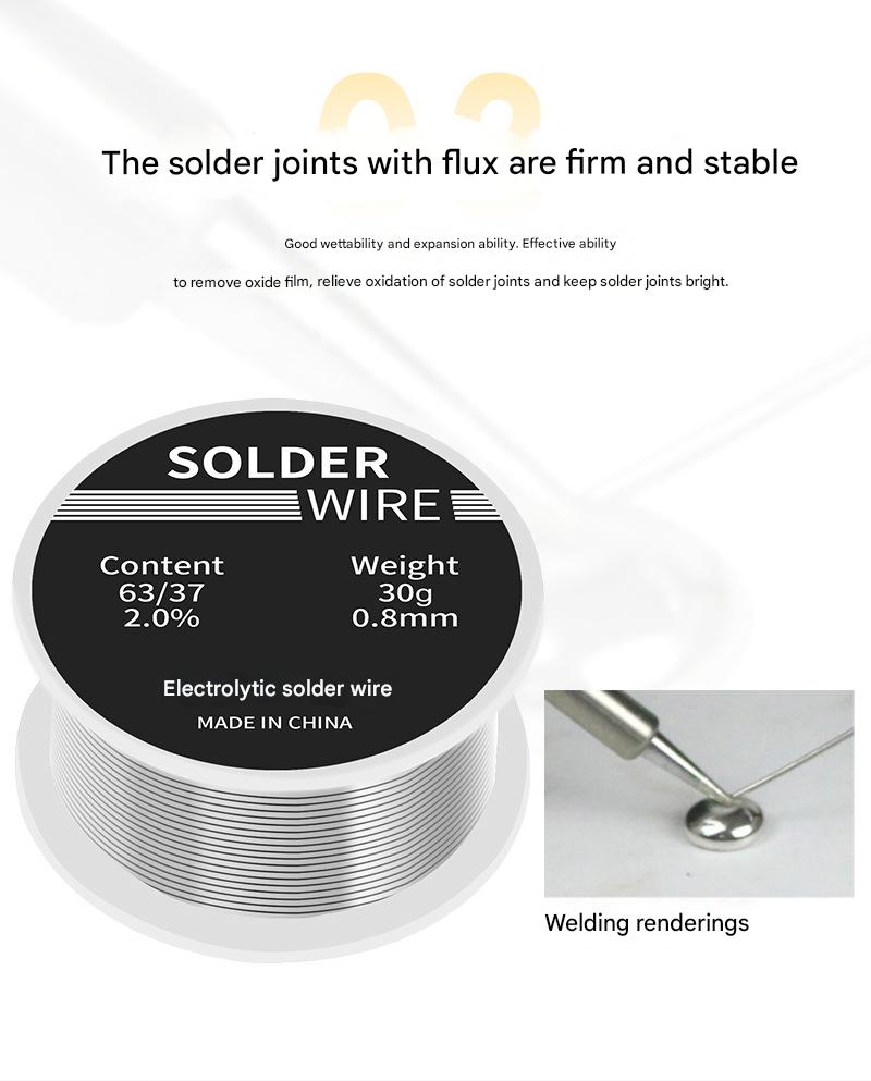 Low Temperature High Purity Rosin Core Solder Wire (30g Small Roll, 0.8mm)