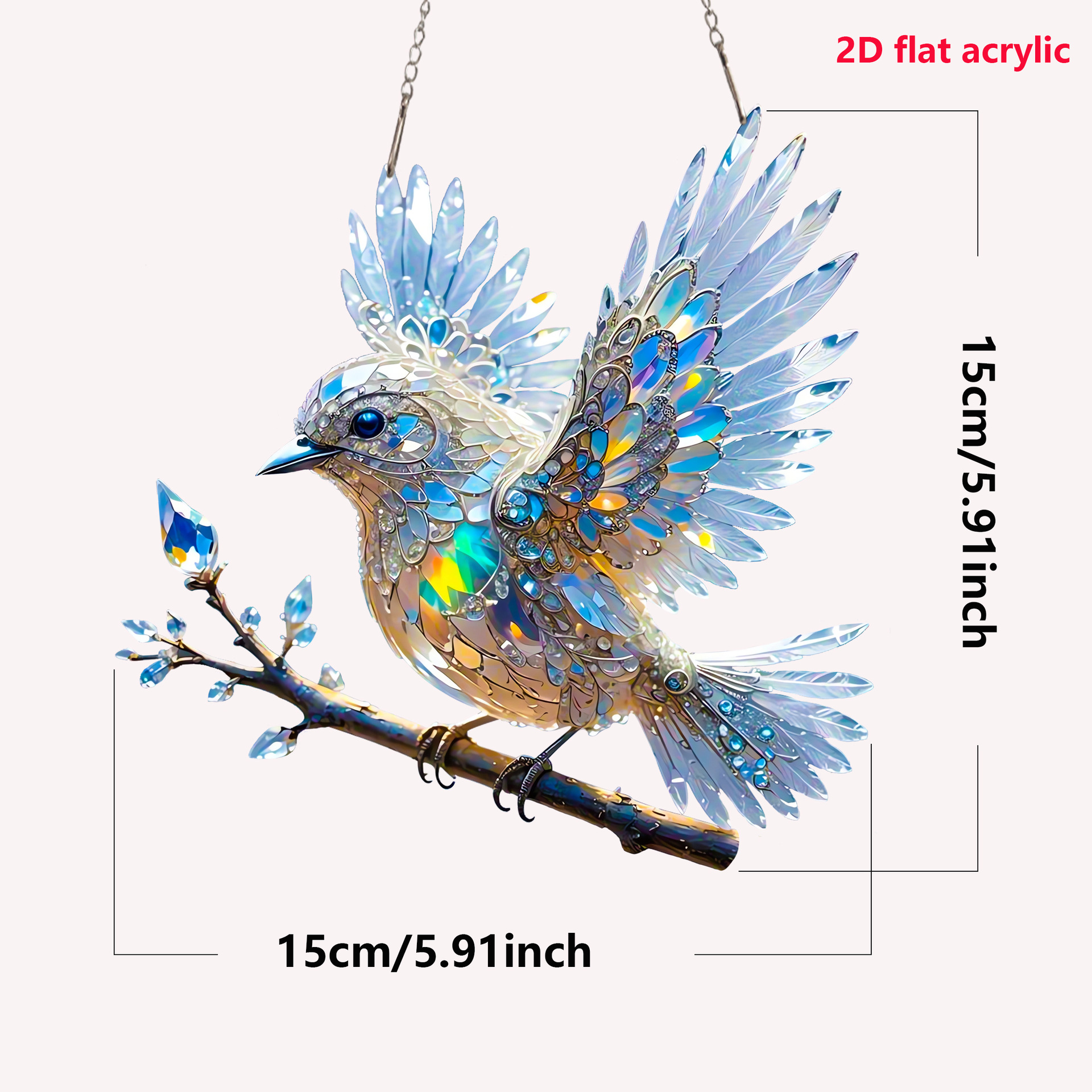 🐦✨Crystal Sky Bluebird Stained Art Ornament (8 inches)