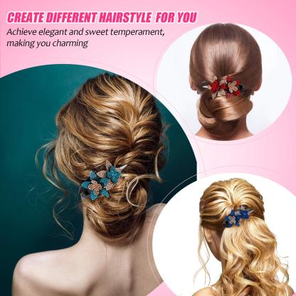 Rhinestone Double Flower Hair Clip-SLOOSELYK