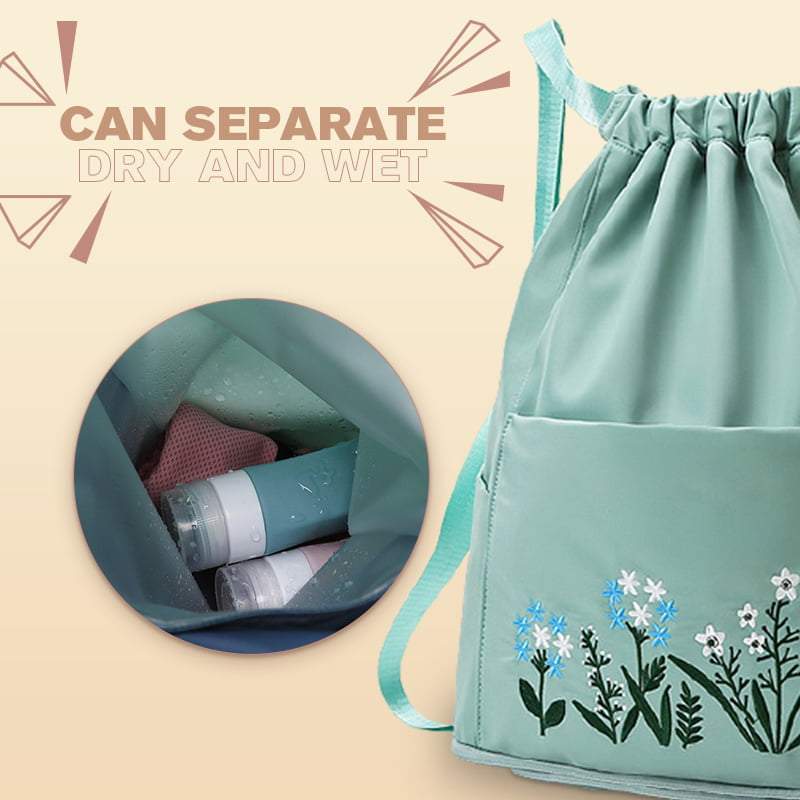 🔥49% OFF🔥Foldable Waterproof Drawstring Large Capacity Embroidered Backpack-SLOOSELYK