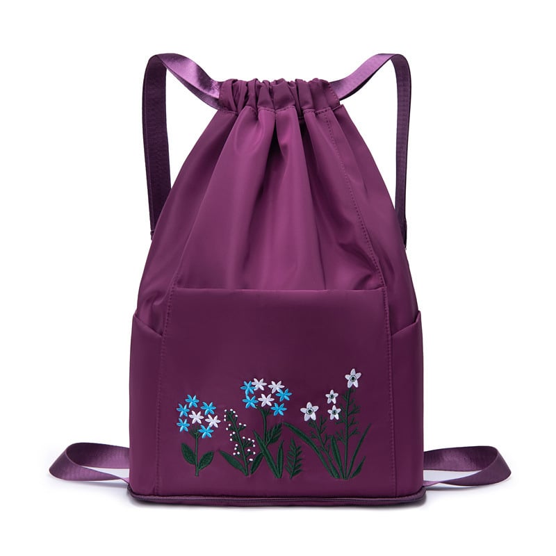 🔥49% OFF🔥Foldable Waterproof Drawstring Large Capacity Embroidered Backpack-SLOOSELYK