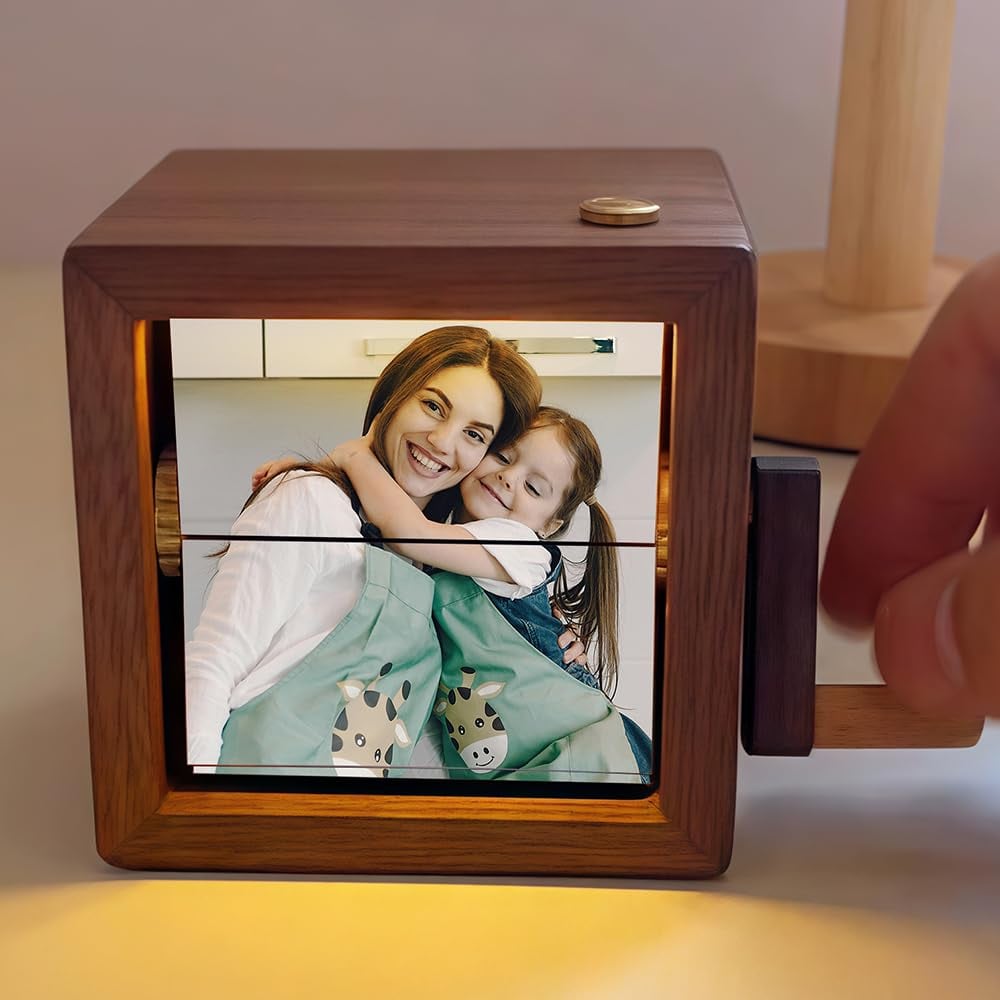 Personalized Flip book Photo Frame, Custom Hand-Cranked Wooden Animation Album-SLOOSELYK