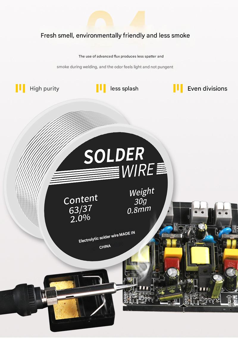 Low Temperature High Purity Rosin Core Solder Wire (30g Small Roll, 0.8mm)