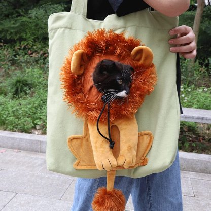 Lion-Shaped Pet Canvas Shoulder Bag-SLOOSELYK