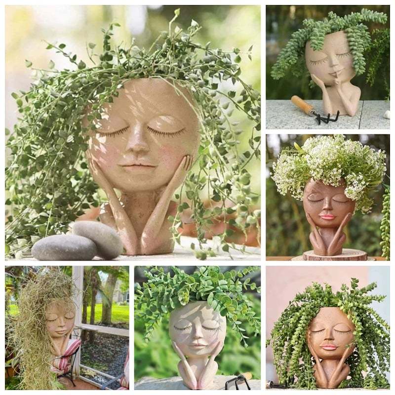 Cute Lady Face Plant Pot-SLOOSELYK