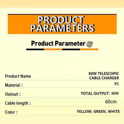 ✨- 3 in 1 Charger Retractable 80W MAX Fast