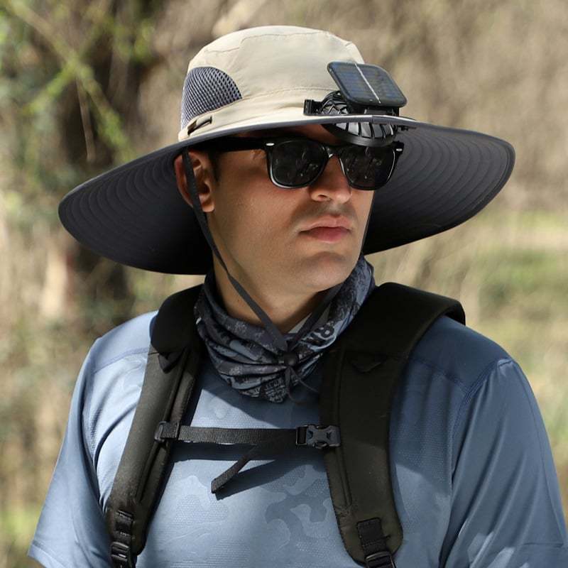 🔥Last Day Sale - Wide Brim Solar Fan Outdoor Fishing Hat-Solar & USB 