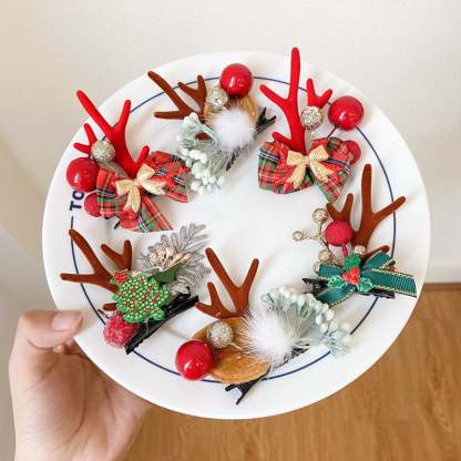 (🎁Christmas Hot Sale- 48% OFF🎁) Reindeer Antlers Xmas Hair Clip-SLOOSELYK