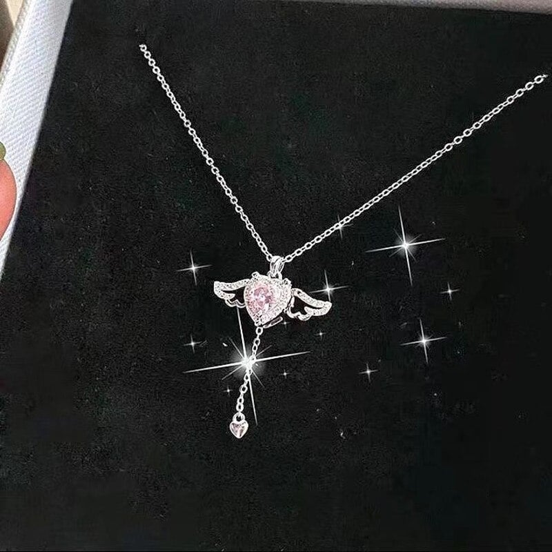 Women's Day Sale-Angel Wings Heart Pendant Necklace-SLOOSELYK
