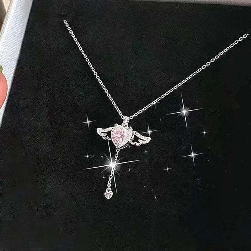 Women's Day Sale-Angel Wings Heart Pendant Necklace-SLOOSELYK