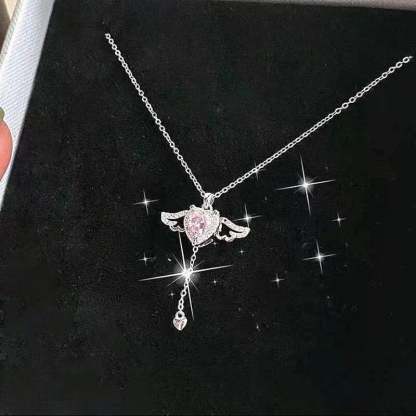 Women's Day Sale-Angel Wings Heart Pendant Necklace-SLOOSELYK