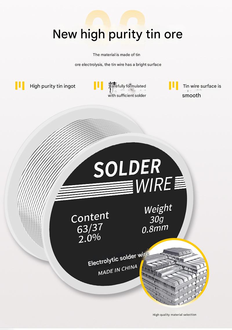 Low Temperature High Purity Rosin Core Solder Wire (30g Small Roll, 0.8mm)