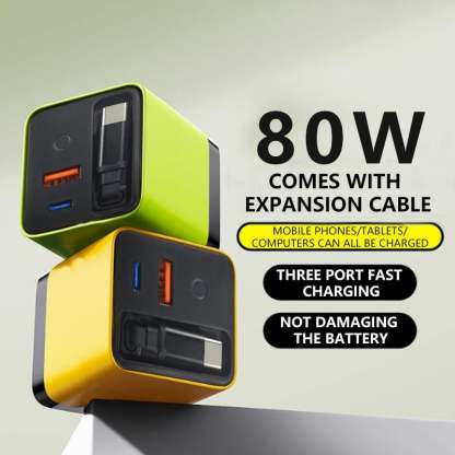 ✨- 3 in 1 Charger Retractable 80W MAX Fast