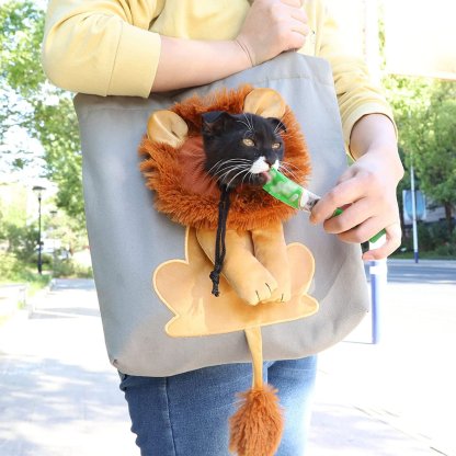 Lion-Shaped Pet Canvas Shoulder Bag-SLOOSELYK
