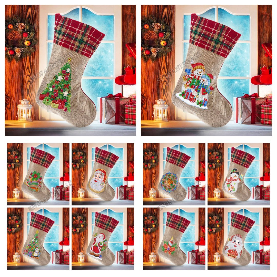 (🎁🔥HOT SALE - 49% OFF) 5D Diamond Painting Xmas Rhinestone Sock Embroidery Mosaic Gift Bag-SLOOSELYK