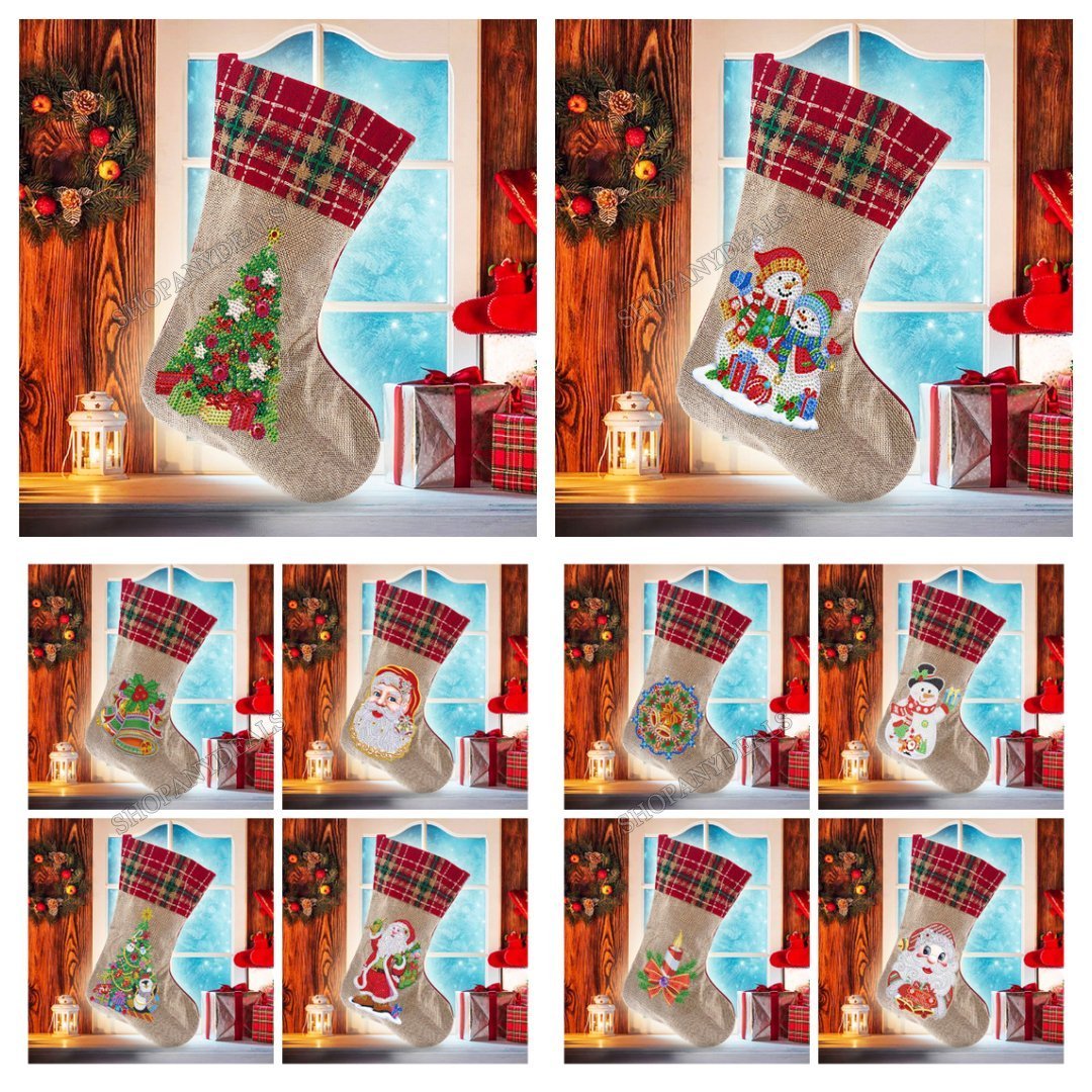 (🎁🔥HOT SALE - 49% OFF) 5D Diamond Painting Xmas Rhinestone Sock Embroidery Mosaic Gift Bag-SLOOSELYK