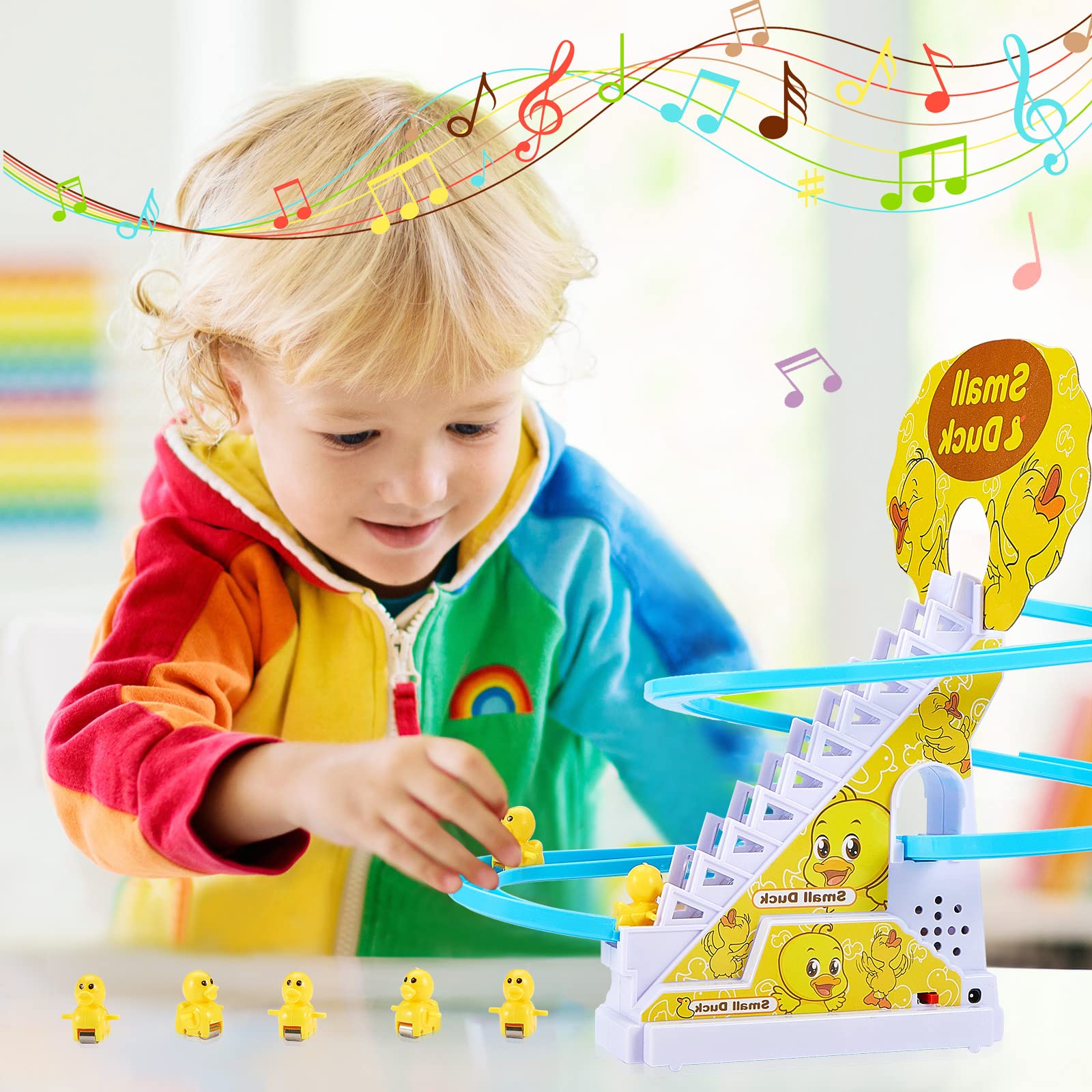 Funny Automatic Stair-Climbing Ducklings Cartoon Race Track Set-SLOOSELYK