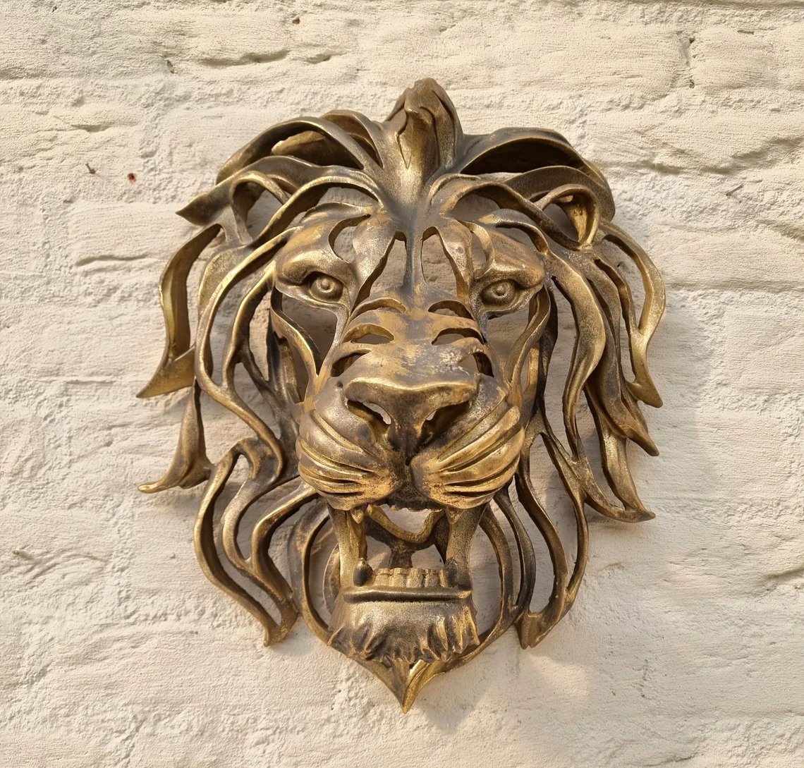 Rare Find-Large Lion Head Wall Mounted Art Sculpture-SLOOSELYK
