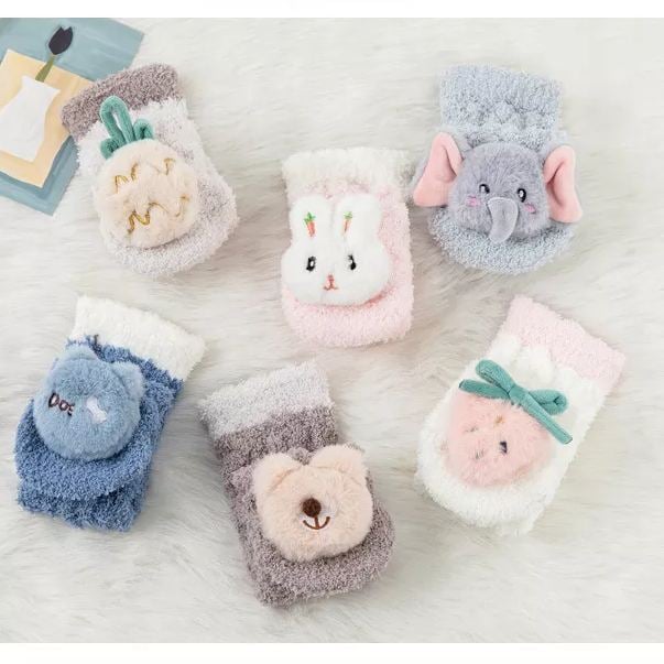 👶A Pair of Baby Cute Coral Fleece Socks-SLOOSELYK