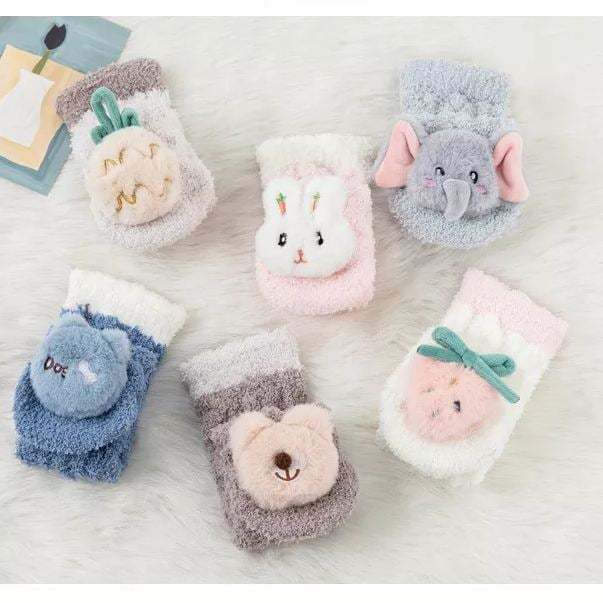👶A Pair of Baby Cute Coral Fleece Socks-SLOOSELYK