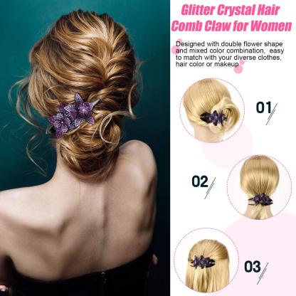 Rhinestone Double Flower Hair Clip-SLOOSELYK
