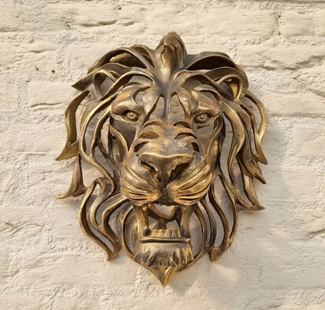 Rare Find-Large Lion Head Wall Mounted Art Sculpture-SLOOSELYK
