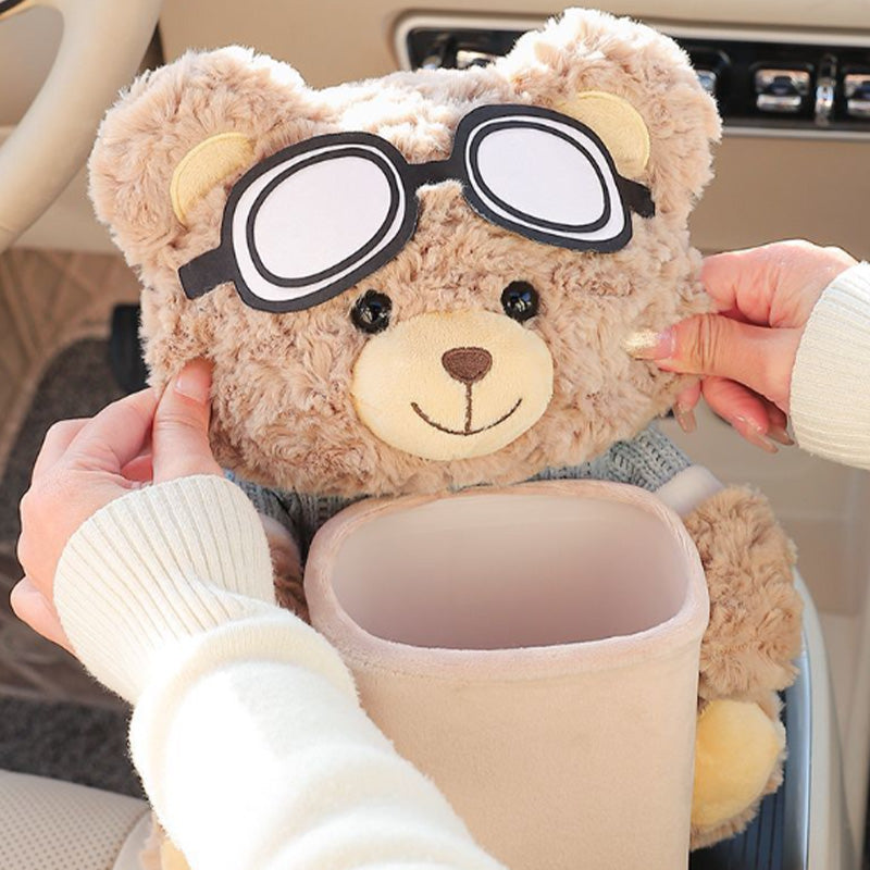 🎁Hot Sale 49% OFF⏳Cute Bear Plush Car Tissue Holder & Storage Bin