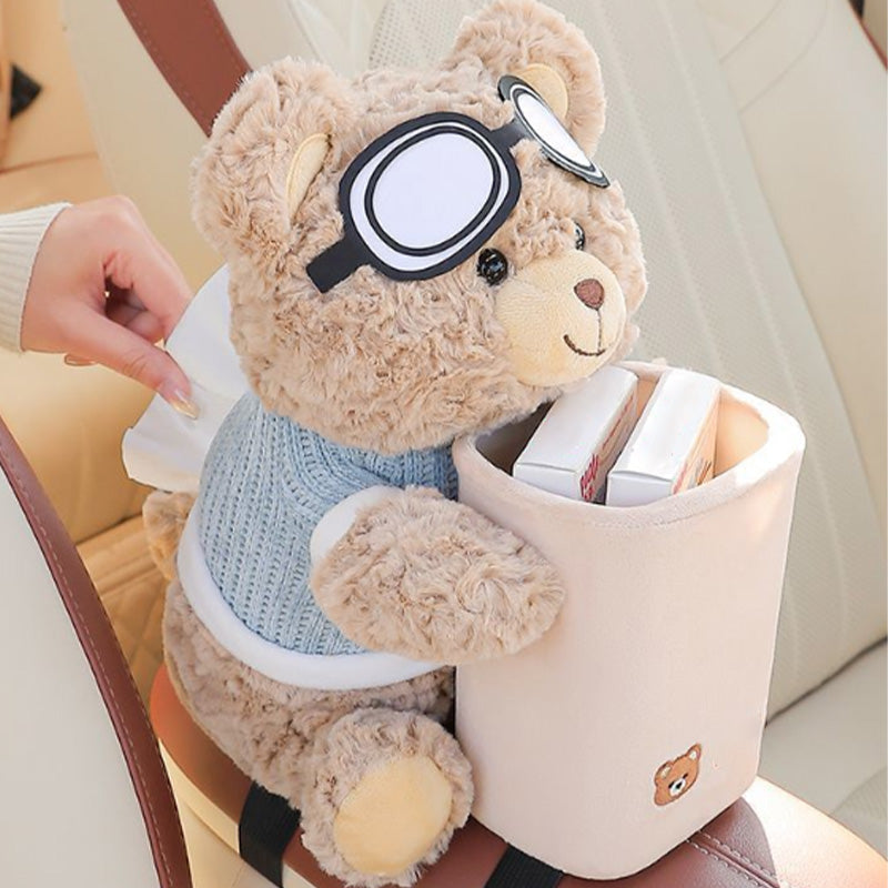 🎁Hot Sale 49% OFF⏳Cute Bear Plush Car Tissue Holder & Storage Bin