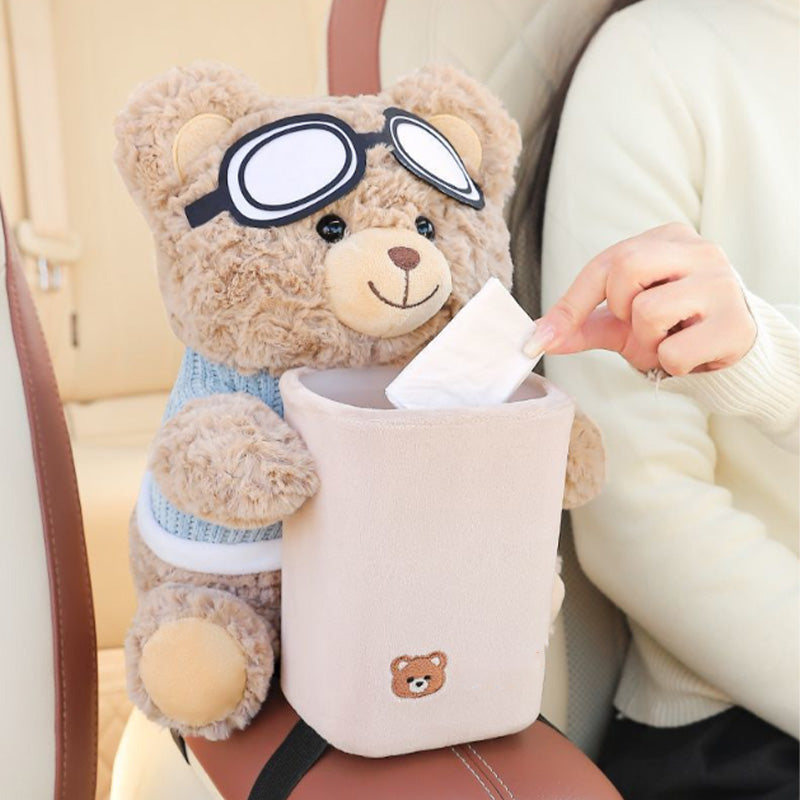 🎁Hot Sale 49% OFF⏳Cute Bear Plush Car Tissue Holder & Storage Bin