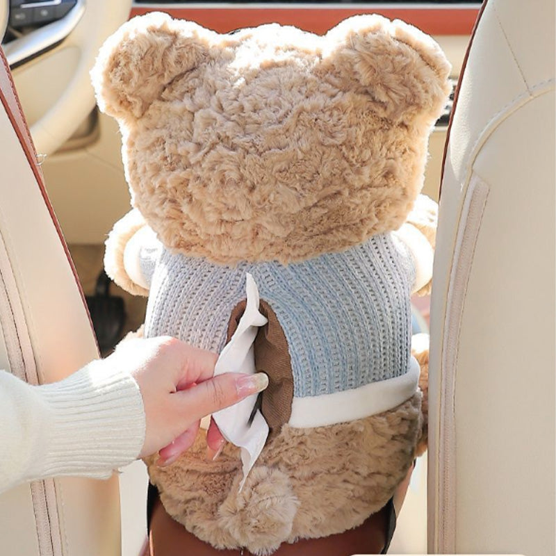 🎁Hot Sale 49% OFF⏳Cute Bear Plush Car Tissue Holder & Storage Bin