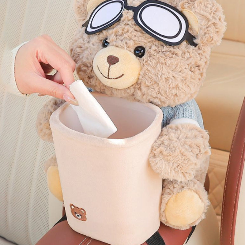 🎁Hot Sale 49% OFF⏳Cute Bear Plush Car Tissue Holder & Storage Bin