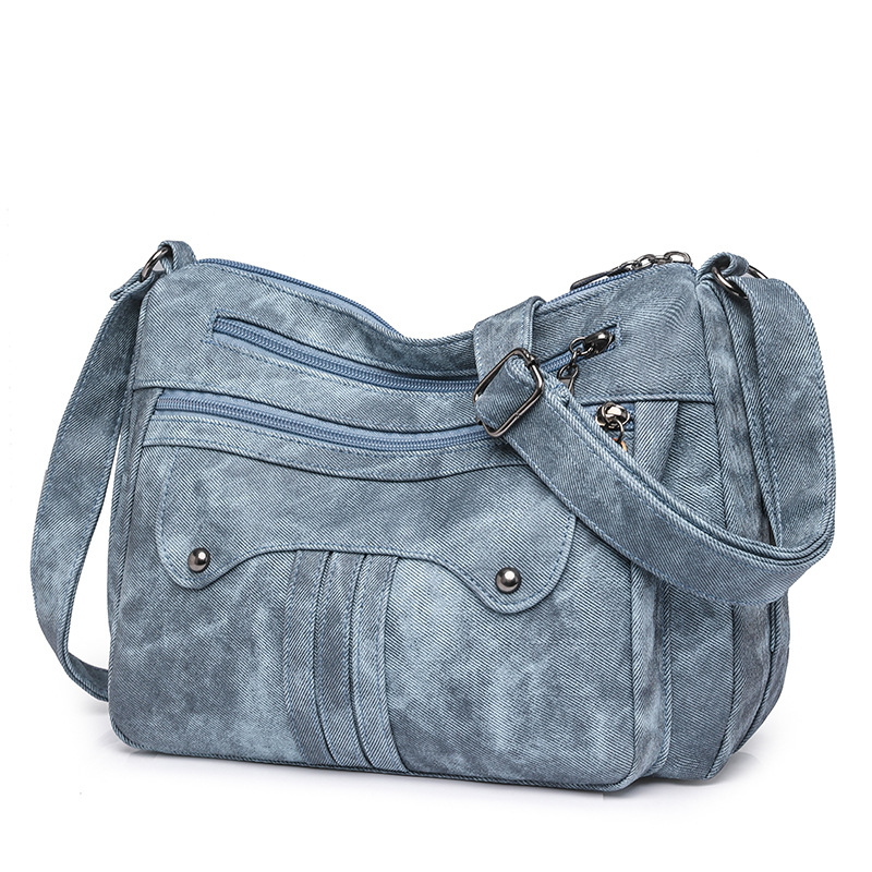 Women’s Multi-Zip Shoulder Bag – Lightweight Vintage Crossbody Purse