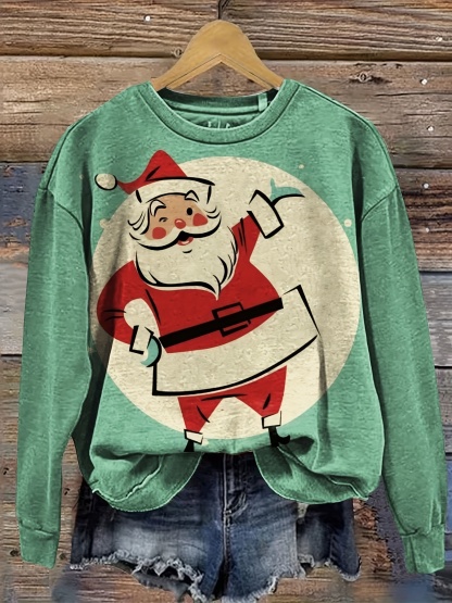 Women’s Holiday Santa Long-Sleeve Sweatshirt