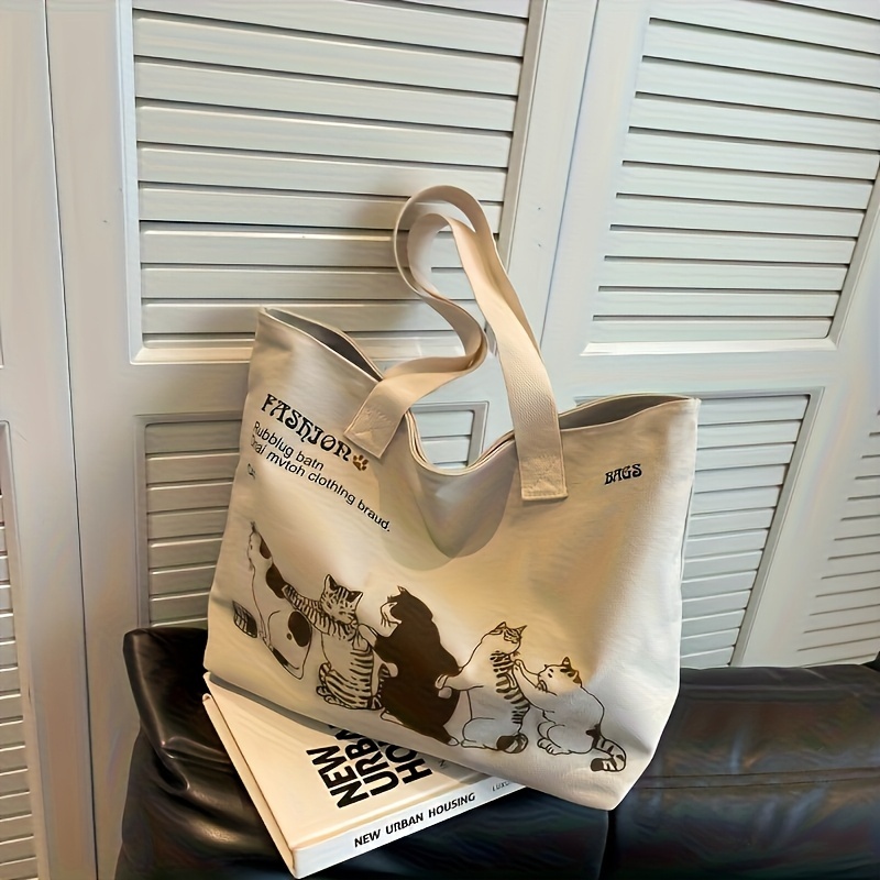 Women’s Canvas Tote Bag – Spacious Zipper Shoulder Bag for Work & Everyday Use