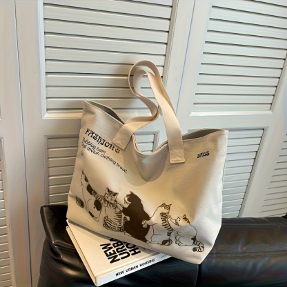 Women’s Canvas Tote Bag – Spacious Zipper Shoulder Bag for Work & Everyday Use
