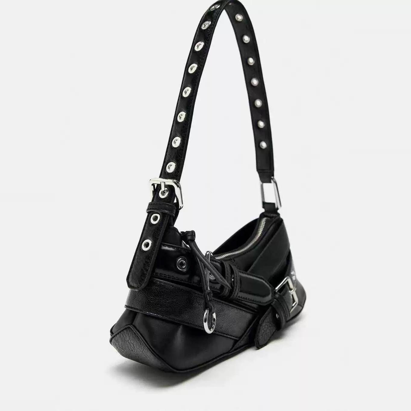 Women's Vintage Moto Shoulder Bag – Retro Buckle Hobo Purse